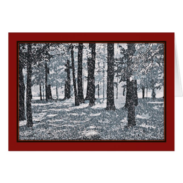 Winter Dream Trees Classic Red Christmas Card (Vorderseite (Horizontal))