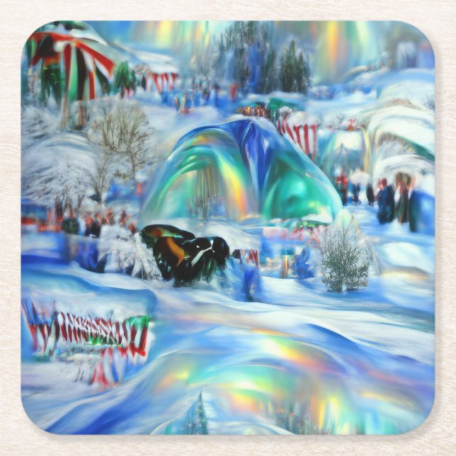 Winter Dreamscape Rechteckiger Pappuntersetzer (Vorderseite)