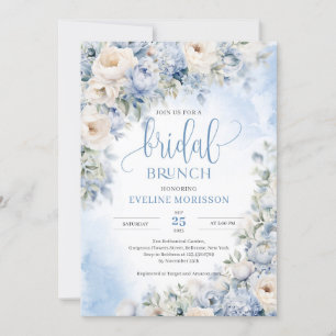 Winter Dusty Blue und Elfenbein Blume Bridal Brunc Einladung