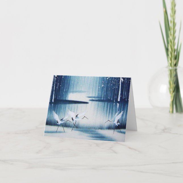 Winter Egrets Dankeschön Note Card Dankeskarte (Vorderseite)