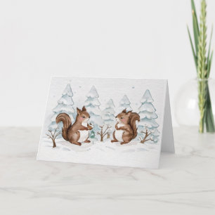Winter-Eichhörnchen-Grußkarte - Leer innen Ankündigung