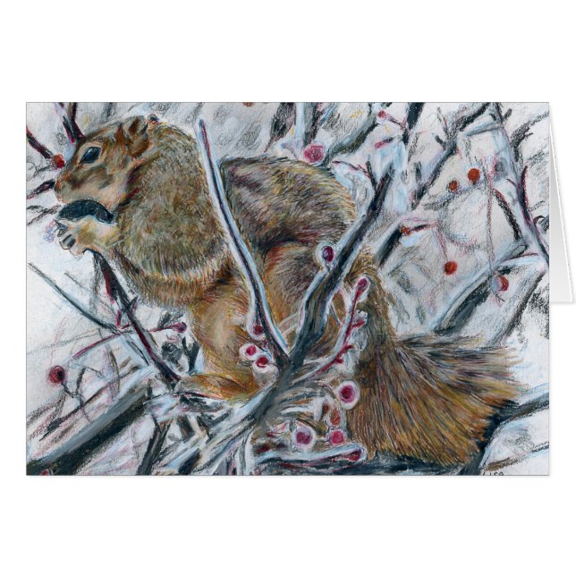 Winter-Eichhörnchen im Baum (Vorderseite (Horizontal))