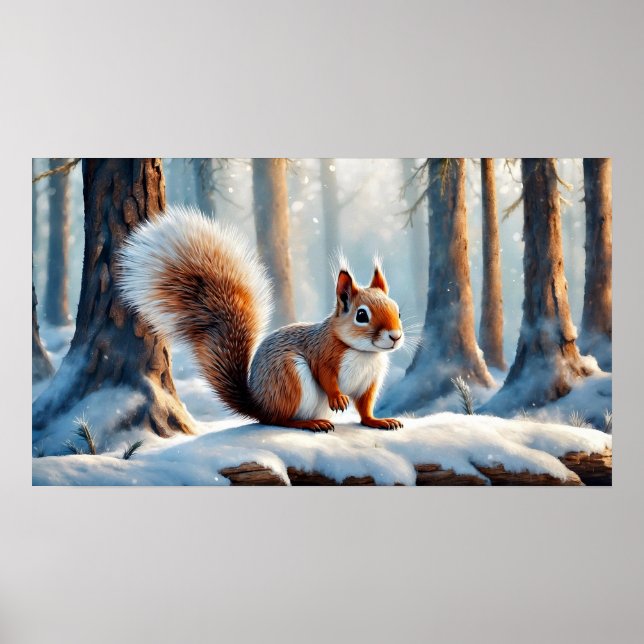 Winter Eichhörnchen-Poster Poster (Vorne)