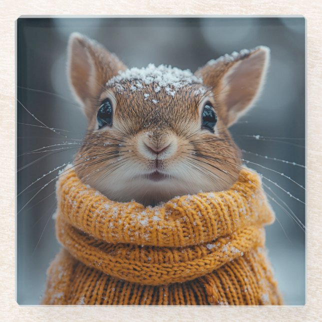 Winter-Eichhörnchen-Untersetzer Glasuntersetzer (Vorderseite)