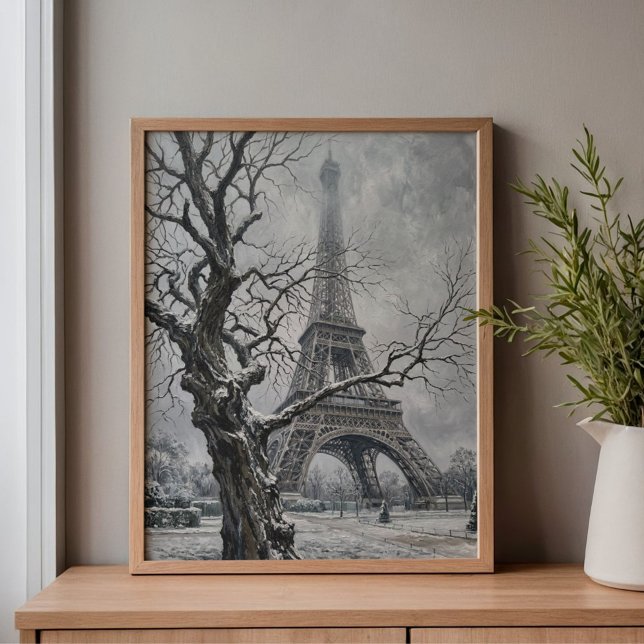 Winter Eiffel Tower Tree Branches Art Leinwanddruck (Von Creator hochgeladen)