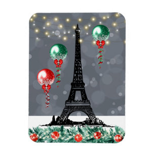 Winter Eiffelturm, Weihnachtsballons Nachtzeit Magnet