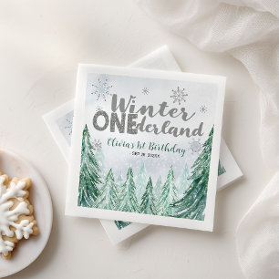 Winter Ein Nederland Erster Geburtstag Schneeflock Serviette