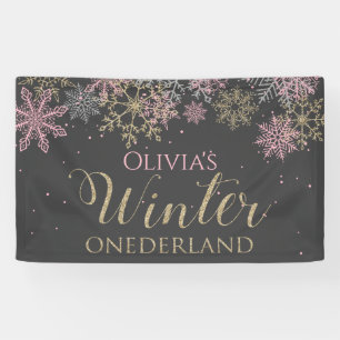 Winter Einanderland Rosa Gold Dunkelgrau Banner