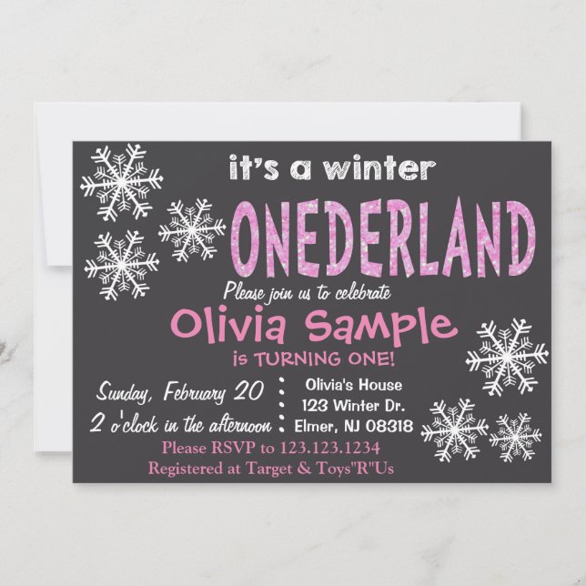 Winter Einladung ONEderland. Tafel. (Vorderseite)