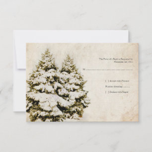 Winter-Einladungen zur Hochzeit im Vintage-Stil mi RSVP Karte