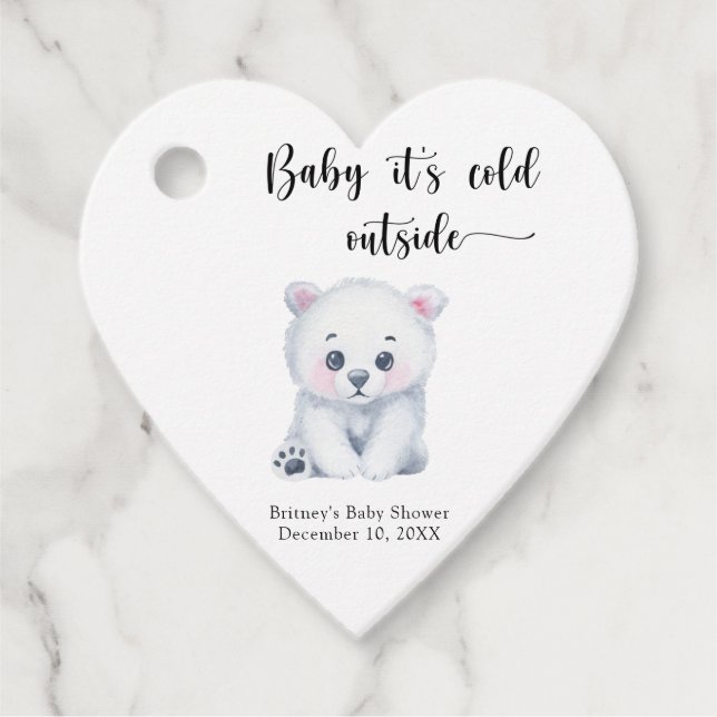 Winter Eisbär - Baby draußen kalt Geschenkanhänger (Vorderseite)