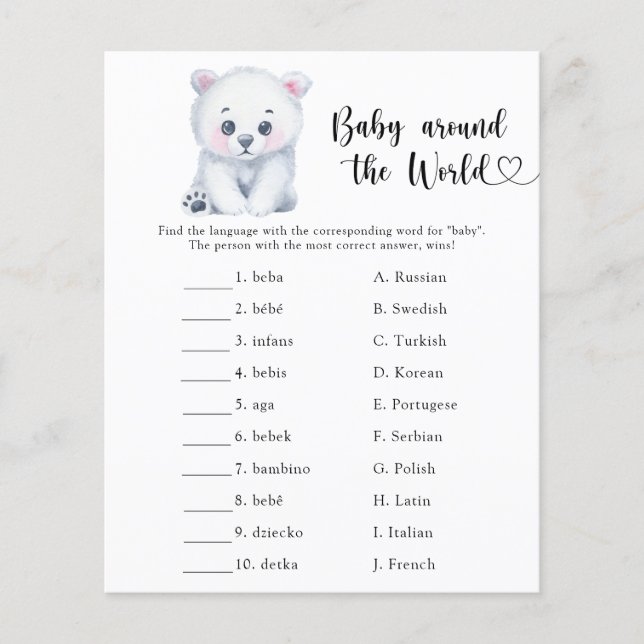 Winter Eisbär - Baby rund um das Weltspiel (Vorderseite)