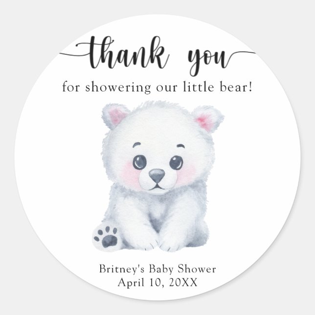 Winter Eisbär - vielen Dank Runder Aufkleber (Vorderseite)