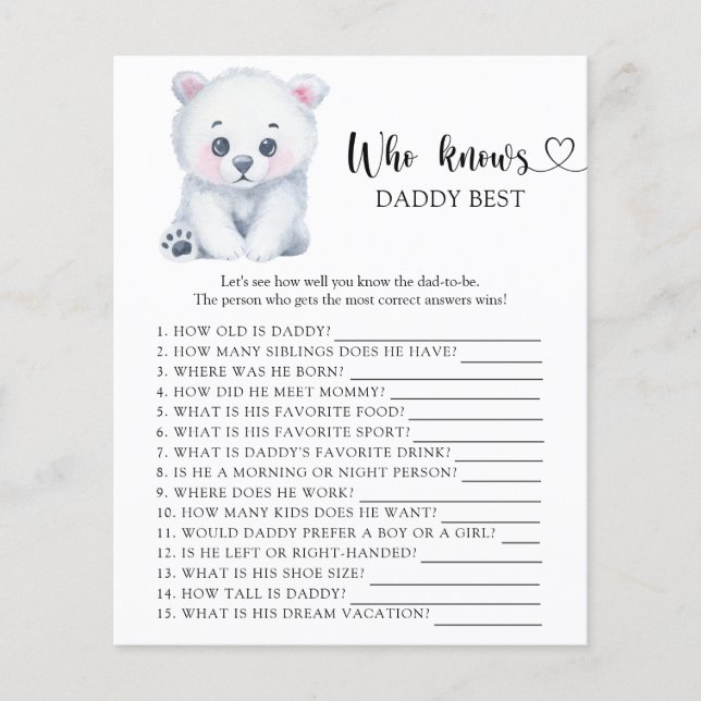 Winter Eisbär - Wer kennt Papa am besten Spiel (Vorderseite)