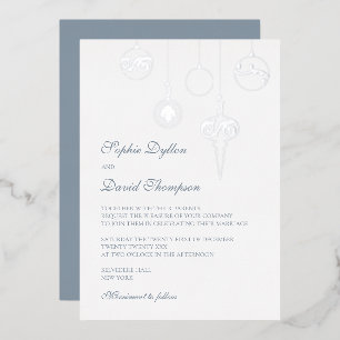 Winter-Eisblau-Christmas-Schmuck Hochzeit Silber Folieneinladung