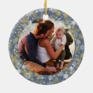 Winter Eisblauer Schneekristall Weihnachten Neuj Keramik Ornament