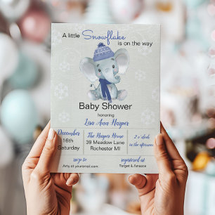 Winter-Elefanten-Baby-Party-Einladung Einladung
