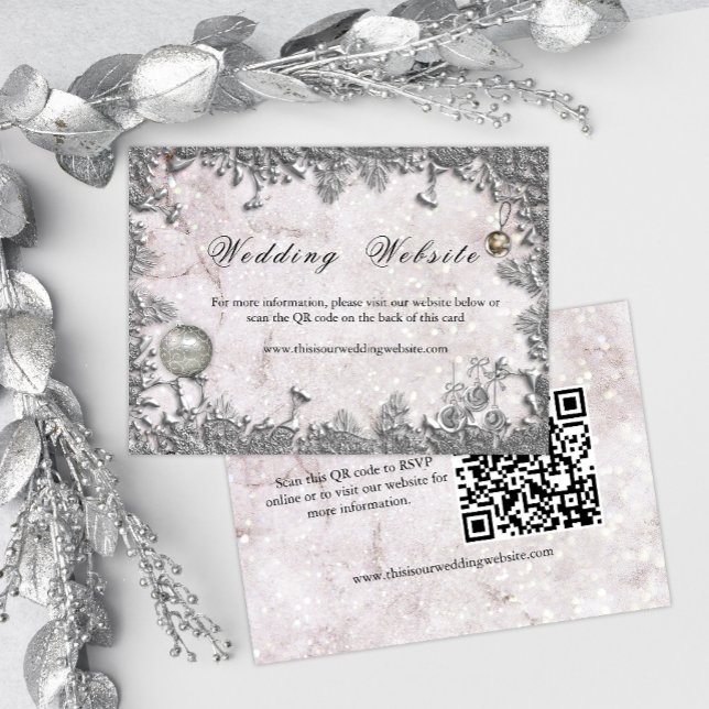 Winter Elegance Christmas Wedding Website Begleitkarte (Von Creator hochgeladen)