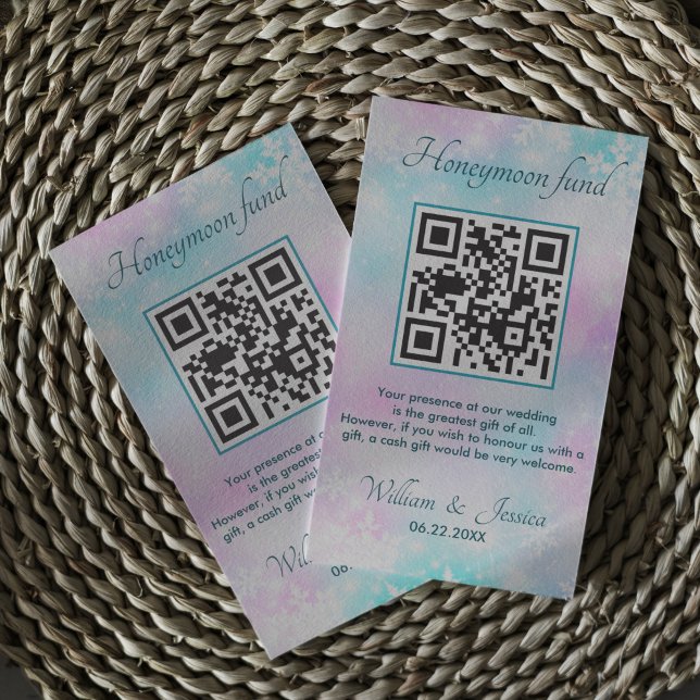Winter Eleganter Honeymoon Fund online mit QR Code Begleitkarte (Von Creator hochgeladen)