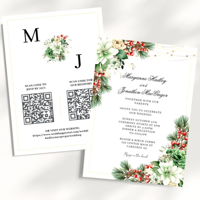 Winter Eleganter QR Code Hochzeit Einladung (Von Creator hochgeladen)
