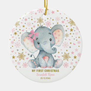 Winter Elephant 1. Weihnachtsschneeflocke Baby Gir Keramik Ornament