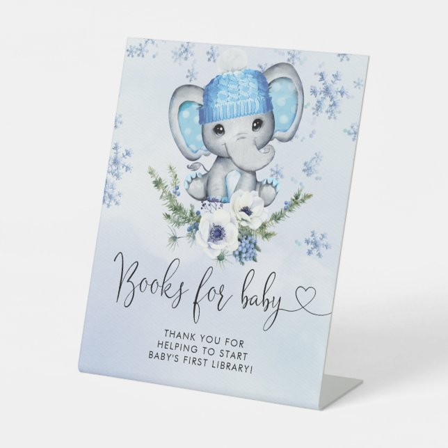 Winter Elephant Baby Duschbücher für Baby Sockelschild (Vorderseite)