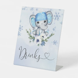 Winter Elephant Baby Dusche Drinks Sockelschild