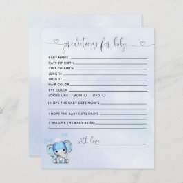 Winter Elephant Baby Shower Predictions Card