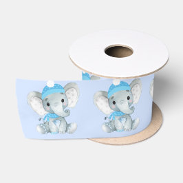 Winter Elephant Blue Boy Satin Ribbon Stuol Bow Satinband