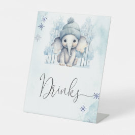 Winter Elephant Boy Baby Dusche Drinks Sockelschild