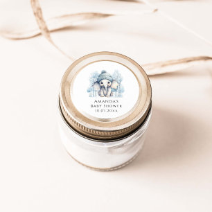 Winter Elephant Boy Baby Dusche Runder Aufkleber