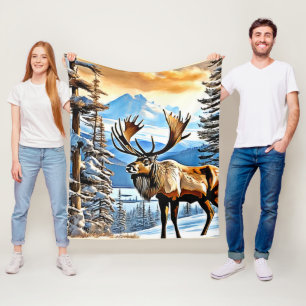 Winter Elk Majestät Design Fleecedecke