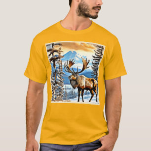 Winter Elk Majestät Design T-Shirt