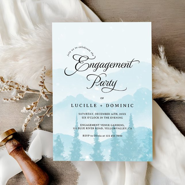 Winter-Engagement-Party für Snowy Mountains Einladung (Von Creator hochgeladen)