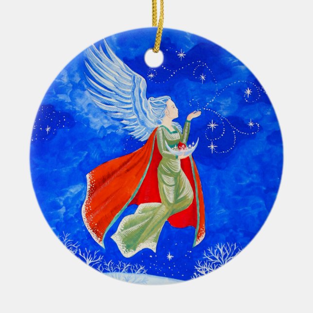 Winter-Engel Keramikornament (Vorne)