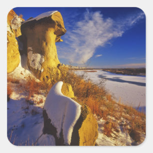Winter entlang des Missouri in der Nähe Quadratischer Aufkleber