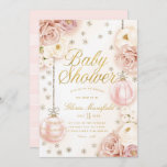 Winter erröten rosa BlumenBabyparty Einladung<br><div class="desc">Antike rosa und erröten rosa Rosen zusammen mit SahneBlumen,  Schneeflocken und Weihnachtsbällen. Vervollkommnen Sie für Winter-Babypartys. Imitatgoldfoliendetails. Illustrationen und Entwurf durch MuseBloomDesigns</div>