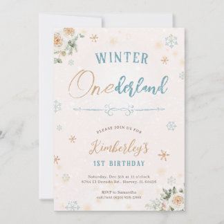 Winter Erster Geburtstag Wunderland Themen1. Party Einladung