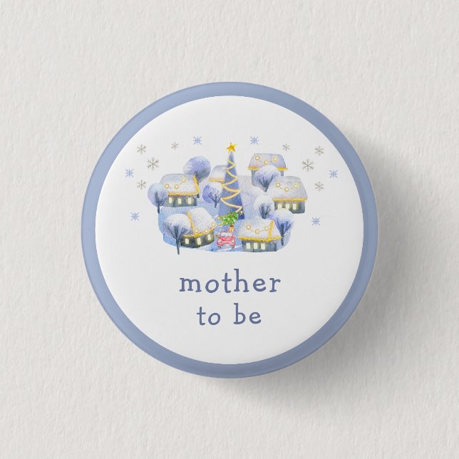 Winter Es Braucht Ein Dorf Mutter Baby Shower Button (Vorderseite)