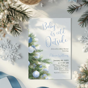 Winter Es ist kalt draußen Blaue Schleife Baby Sho Einladung