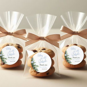 Winter Es ist kalt draußen Blaues Schleifen-Babysh Runder Aufkleber