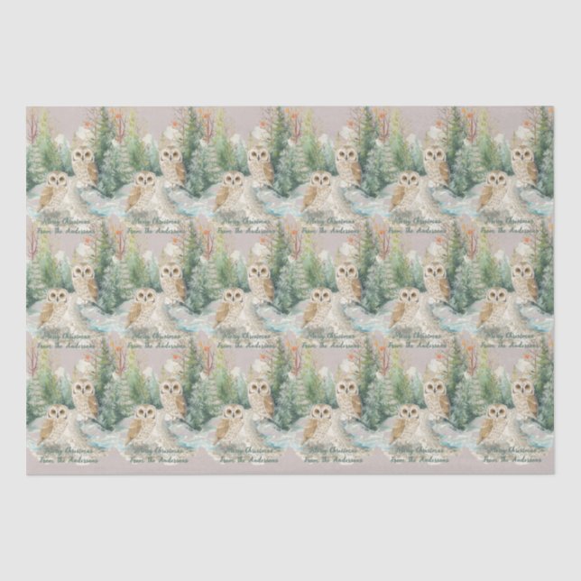Winter-Eule Weihnachten - Wald Tissue-Papier Seidenpapier (Vorderseite)