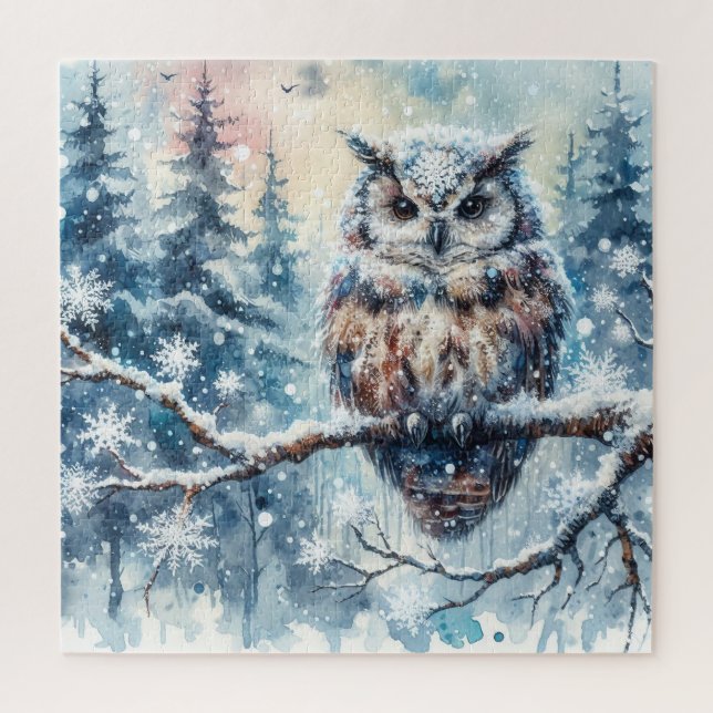 Winter-Eulen-Rätsel Puzzle (Vertikal)