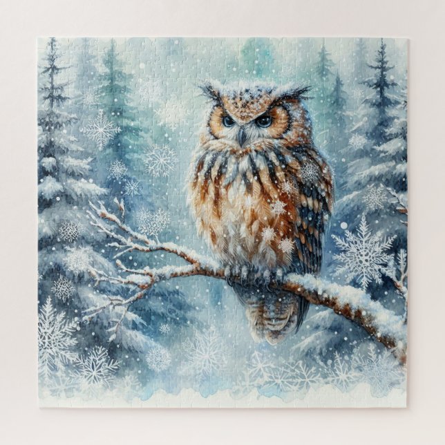 Winter-Eulen-Rätsel Puzzle (Vertikal)