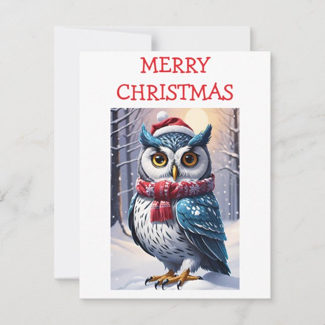 Winter-Eulen-Weihnachtswünsche Karte (Vorderseite)