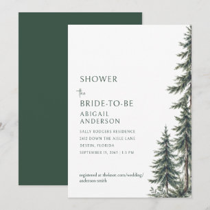 Winter-Evergreen-Bäume-Wald-Grüne-Hochzeitsdusche Einladung