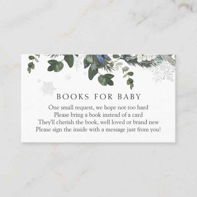 Winter Evergreen Blue Books für Baby Insert Card (Vorderseite)