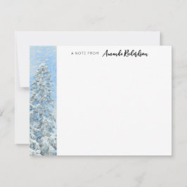 Winter Evergreen Blue Sky Painterly Flat Note Card Mitteilungskarte