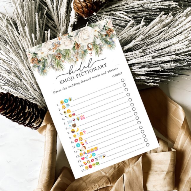 Winter Evergreen Bridal Emoji Pictionary Game (Von Creator hochgeladen)