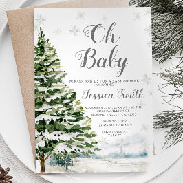 Winter Evergreen Christmas Baby Shower Einladung